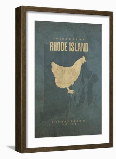 RI State Minimalist Posters-Red Atlas Designs-Framed Giclee Print