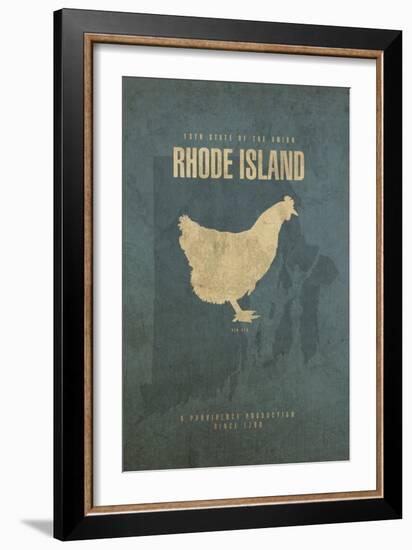 RI State Minimalist Posters-Red Atlas Designs-Framed Giclee Print