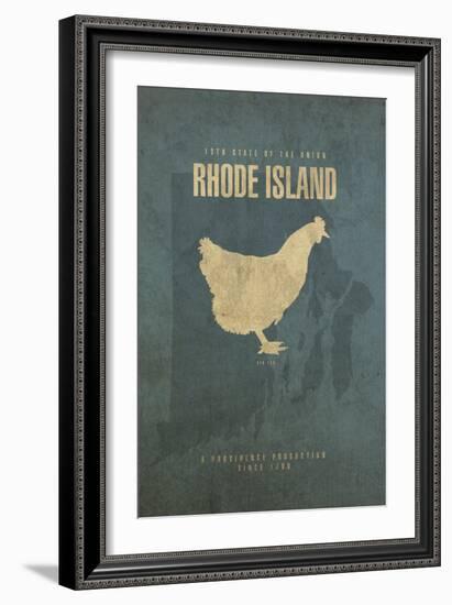 RI State Minimalist Posters-Red Atlas Designs-Framed Giclee Print