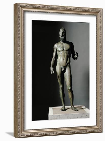 Riace Bronze (B), Bronze Statue of a Young Man with Helmet, More Than Life-Size, Found in 1972-Phidias-Framed Giclee Print