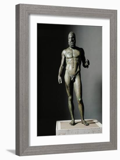 Riace Bronze (B), Bronze Statue of a Young Man with Helmet, More Than Life-Size, Found in 1972-Phidias-Framed Giclee Print