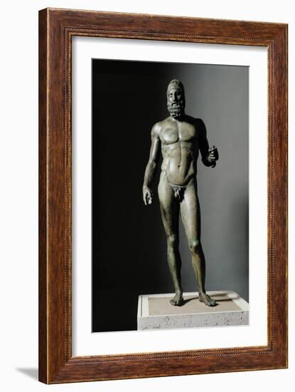 Riace Bronze (B), Bronze Statue of a Young Man with Helmet, More Than Life-Size, Found in 1972-Phidias-Framed Giclee Print