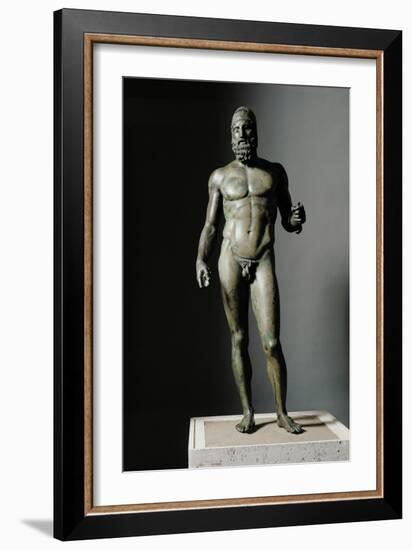 Riace Bronze (B), Bronze Statue of a Young Man with Helmet, More Than Life-Size, Found in 1972-Phidias-Framed Giclee Print