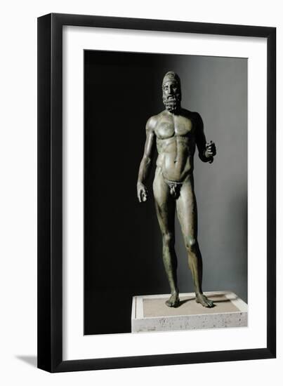 Riace Bronze (B), Bronze Statue of a Young Man with Helmet, More Than Life-Size, Found in 1972-Phidias-Framed Giclee Print