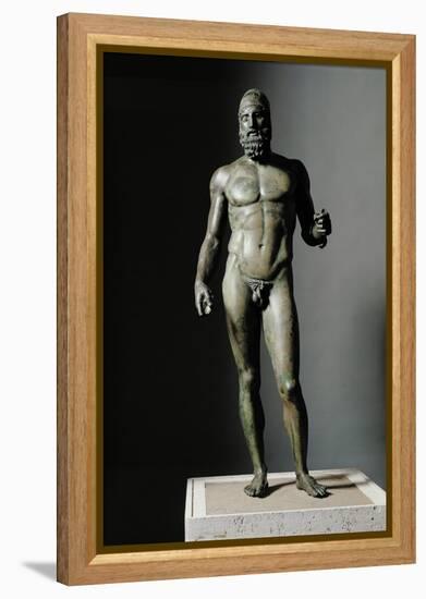 Riace Bronze (B), Bronze Statue of a Young Man with Helmet, More Than Life-Size, Found in 1972-Phidias-Framed Premier Image Canvas