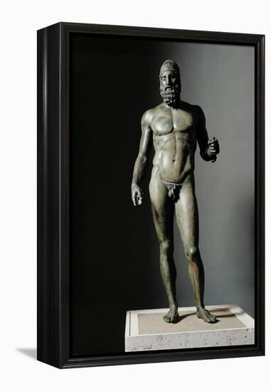 Riace Bronze (B), Bronze Statue of a Young Man with Helmet, More Than Life-Size, Found in 1972-Phidias-Framed Premier Image Canvas