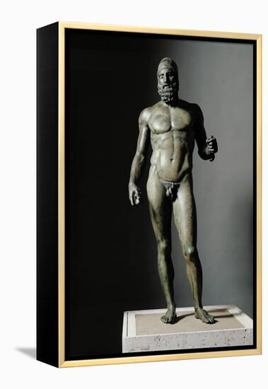 Riace Bronze (B), Bronze Statue of a Young Man with Helmet, More Than Life-Size, Found in 1972-Phidias-Framed Premier Image Canvas