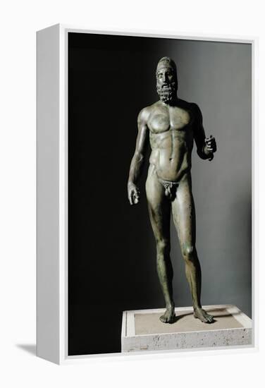 Riace Bronze (B), Bronze Statue of a Young Man with Helmet, More Than Life-Size, Found in 1972-Phidias-Framed Premier Image Canvas