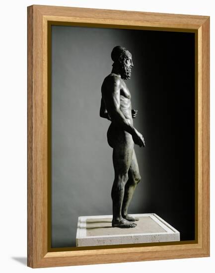 Riace Bronze (B), Bronze Statue of a Young Man with Helmet, More Than Life-Size, Found in 1972-Phidias-Framed Premier Image Canvas