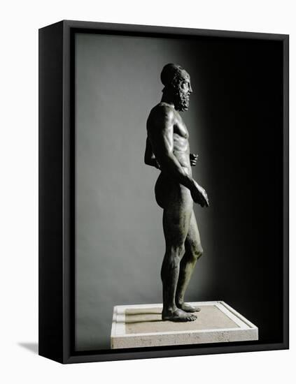 Riace Bronze (B), Bronze Statue of a Young Man with Helmet, More Than Life-Size, Found in 1972-Phidias-Framed Premier Image Canvas