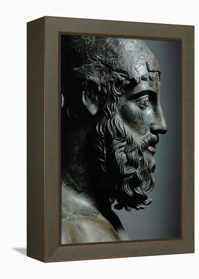 Riace Bronze (B), Head of Bronze Statue of a Young Man with Helmet, Detail-Phidias-Framed Premier Image Canvas