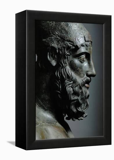 Riace Bronze (B), Head of Bronze Statue of a Young Man with Helmet, Detail-Phidias-Framed Premier Image Canvas