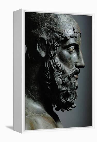 Riace Bronze (B), Head of Bronze Statue of a Young Man with Helmet, Detail-Phidias-Framed Premier Image Canvas