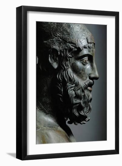 Riace Bronze (B), Head of Bronze Statue of a Young Man with Helmet, Detail-Phidias-Framed Giclee Print