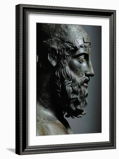 Riace Bronze (B), Head of Bronze Statue of a Young Man with Helmet, Detail-Phidias-Framed Giclee Print