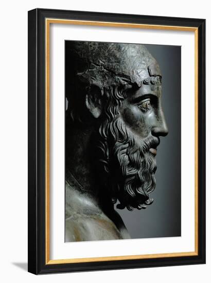 Riace Bronze (B), Head of Bronze Statue of a Young Man with Helmet, Detail-Phidias-Framed Giclee Print