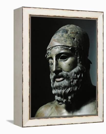 Riace Bronze (B), Head of Bronze Statue of a Young Man with Helmet, Detail-Phidias-Framed Premier Image Canvas