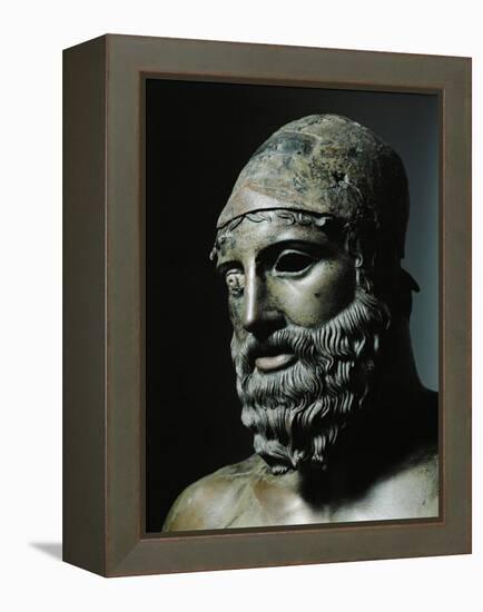 Riace Bronze (B), Head of Bronze Statue of a Young Man with Helmet, Detail-Phidias-Framed Premier Image Canvas