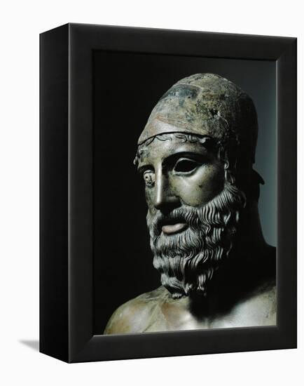 Riace Bronze (B), Head of Bronze Statue of a Young Man with Helmet, Detail-Phidias-Framed Premier Image Canvas