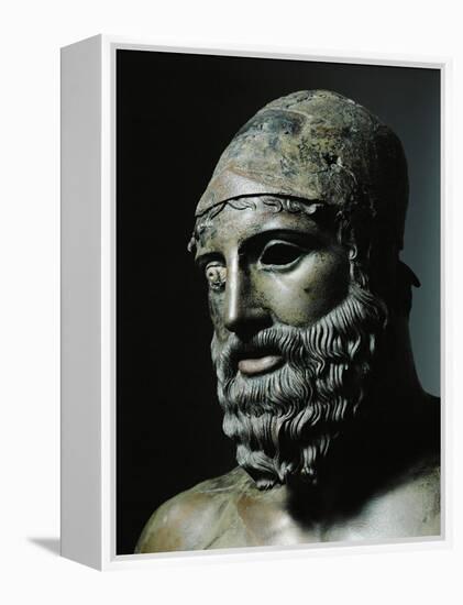 Riace Bronze (B), Head of Bronze Statue of a Young Man with Helmet, Detail-Phidias-Framed Premier Image Canvas