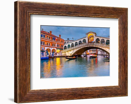 Rialto Bridge at Dusk Venice-null-Framed Art Print