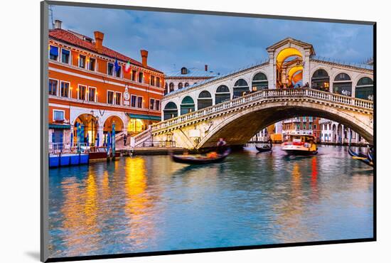 Rialto Bridge at Dusk Venice-null-Mounted Art Print