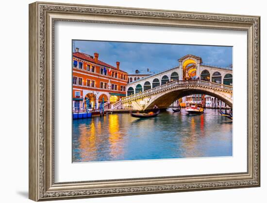 Rialto Bridge at Dusk Venice-null-Framed Art Print