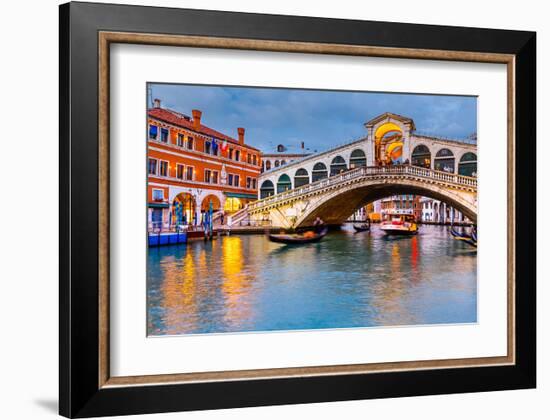 Rialto Bridge at Dusk Venice-null-Framed Art Print