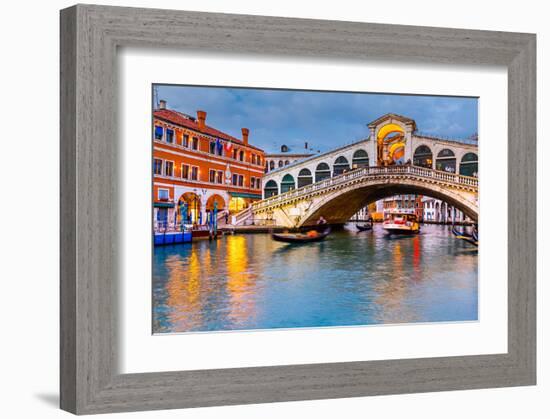 Rialto Bridge at Dusk Venice-null-Framed Art Print