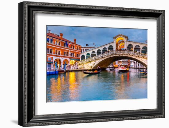 Rialto Bridge at Dusk Venice-null-Framed Art Print