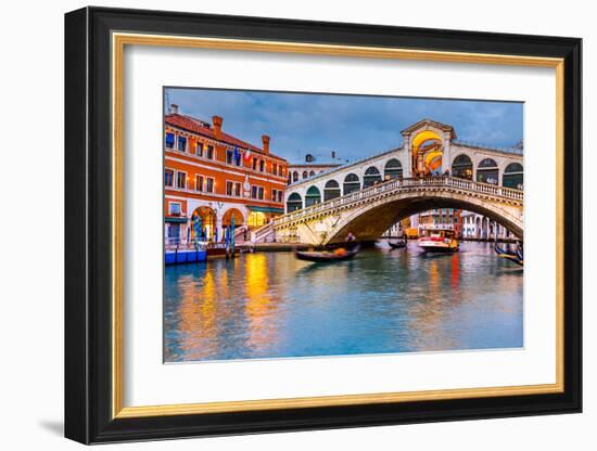 Rialto Bridge at Dusk Venice-null-Framed Art Print