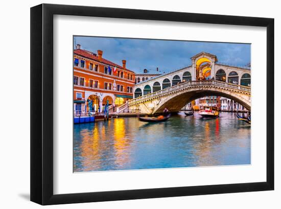 Rialto Bridge at Dusk Venice-null-Framed Art Print