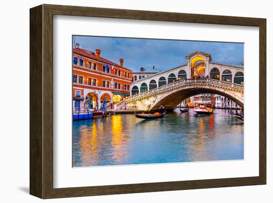 Rialto Bridge at Dusk Venice-null-Framed Art Print