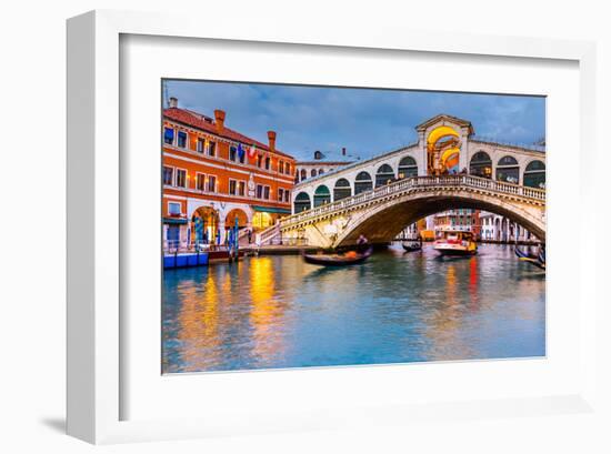 Rialto Bridge at Dusk Venice-null-Framed Art Print