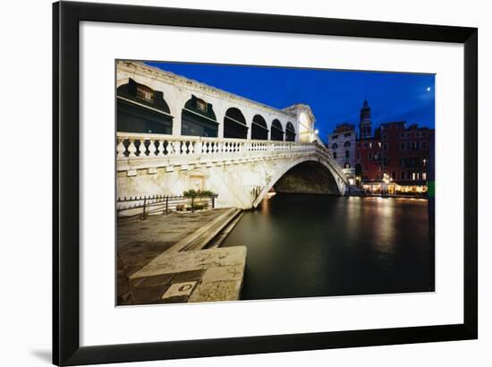 Rialto Bridge At Night, Venice, Italy-George Oze-Framed Photographic Print