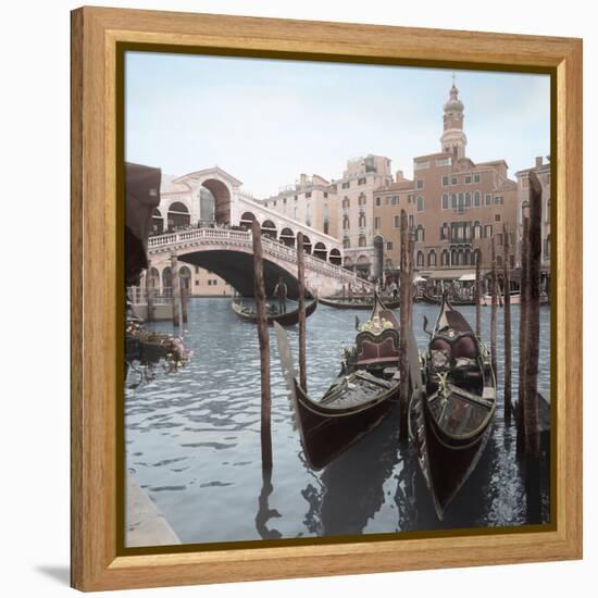 Rialto Bridge Gondolas-Alan Blaustein-Framed Stretched Canvas