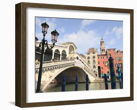 Rialto Bridge, Grand Canal, Venice, UNESCO World Heritage Site, Veneto, Italy, Europe-Amanda Hall-Framed Photographic Print