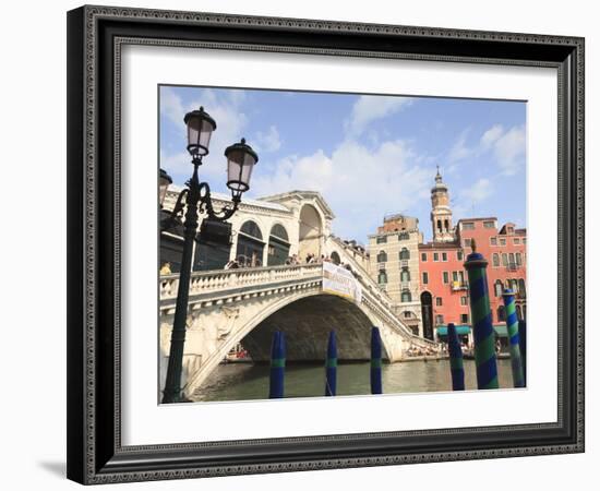 Rialto Bridge, Grand Canal, Venice, UNESCO World Heritage Site, Veneto, Italy, Europe-Amanda Hall-Framed Photographic Print