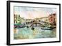 Rialto Bridge - Venetian Picture - Artwork In Painting Style-Maugli-l-Framed Art Print