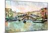 Rialto Bridge - Venetian Picture - Artwork In Painting Style-Maugli-l-Mounted Art Print