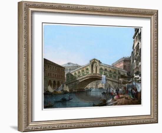 Rialto Bridge, Venice, Italy, 19th Century-Kirchmayn-Framed Giclee Print