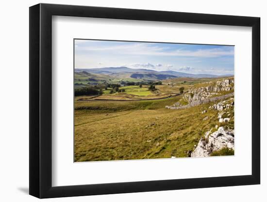 Ribblesdale and Ingleborough from Above Langcliffe Near Settle, Yorkshire, England-Mark Sunderland-Framed Photographic Print