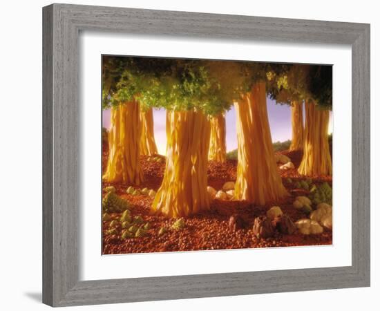 Ribbon Noodle and Lettuce Trees on Beans-Hartmut Seehuber-Framed Photographic Print