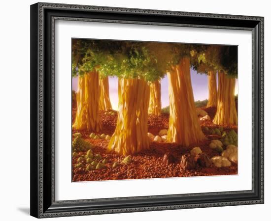 Ribbon Noodle and Lettuce Trees on Beans-Hartmut Seehuber-Framed Photographic Print