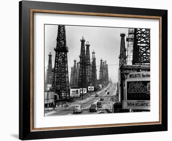 Ribbon of Highway Passing the Signal Hill Oil Field Near Long Beach-Andreas Feininger-Framed Photographic Print