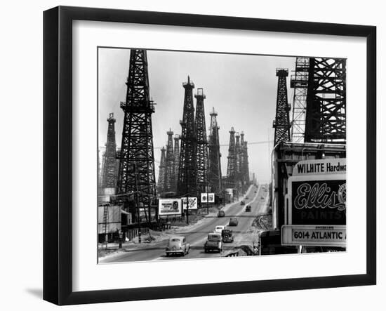 Ribbon of Highway Passing the Signal Hill Oil Field Near Long Beach-Andreas Feininger-Framed Photographic Print