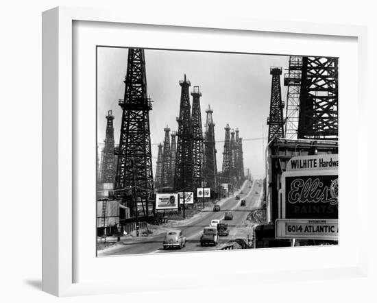 Ribbon of Highway Passing the Signal Hill Oil Field Near Long Beach-Andreas Feininger-Framed Photographic Print