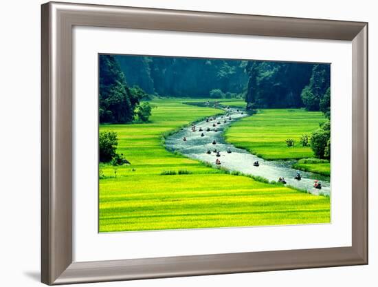 Rice Field and River, Ninhbinh, Vietnam Landscapes-John Bill-Framed Photographic Print