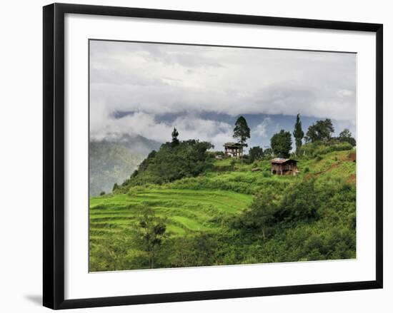 Rice Fields and Terraces Spread Out in All Areas Between the Mountains, Bhutan-Tom Norring-Framed Photographic Print