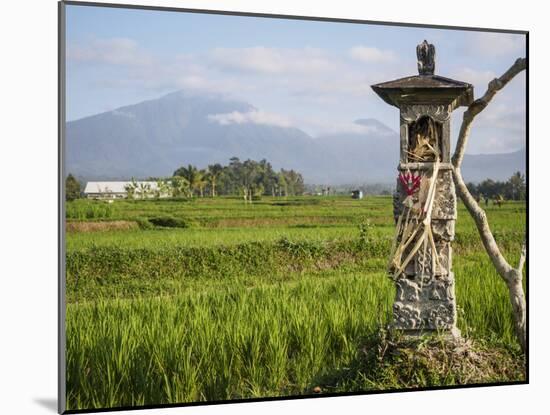 Rice paddies with shrine and Mount Batukaru, Bali, Indonesia, Southeast Asia, Asia-Melissa Kuhnell-Mounted Photographic Print